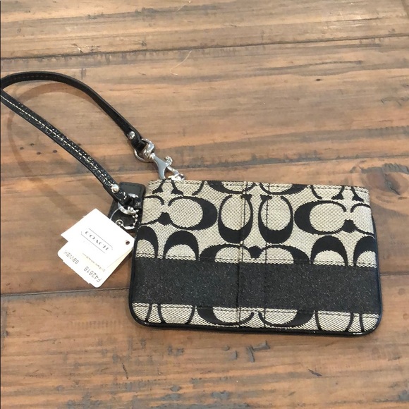 Coach black signature stripe wristlet - Picture 2 of 4